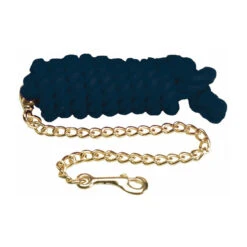 Cotton Lead Rope With Brass Plated Chain And Snap -Farm House Tack Store 1307 Jacks Cotton.Lead Navy