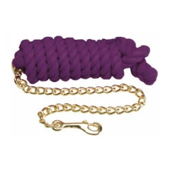 Cotton Lead Rope With Brass Plated Chain And Snap -Farm House Tack Store 1307 Jacks Cotton.Lead Purple