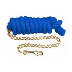 Cotton Lead Rope With Brass Plated Chain And Snap -Farm House Tack Store 1307 Jacks Cotton.Lead Royal