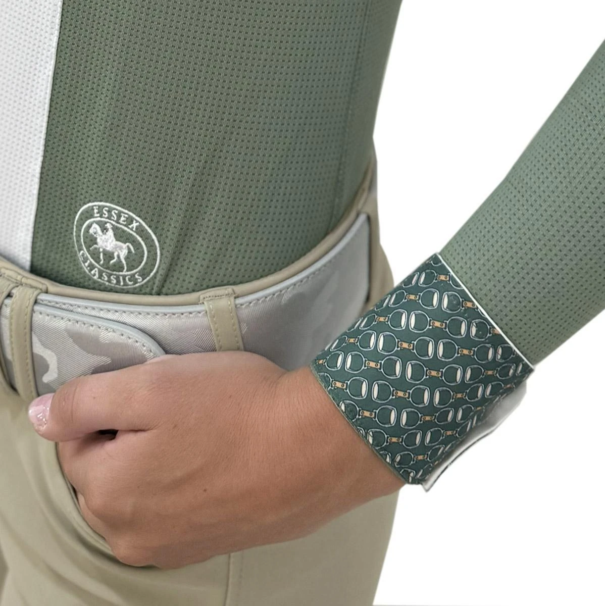 Essex Classics Ladies "Stirrups Green" Luna Performance Long Sleeve Show Shirt 4 Essex Classics Ladies "Stirrups Green" Luna Performance Long Sleeve Show Shirt - Image 2
