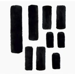 Walsh Genuine Sheepskin Halter Covers -Farm House Tack Store 383 9 Walsh Genuine.Sheepskin.Halter.Covers Black.Full .Set Front