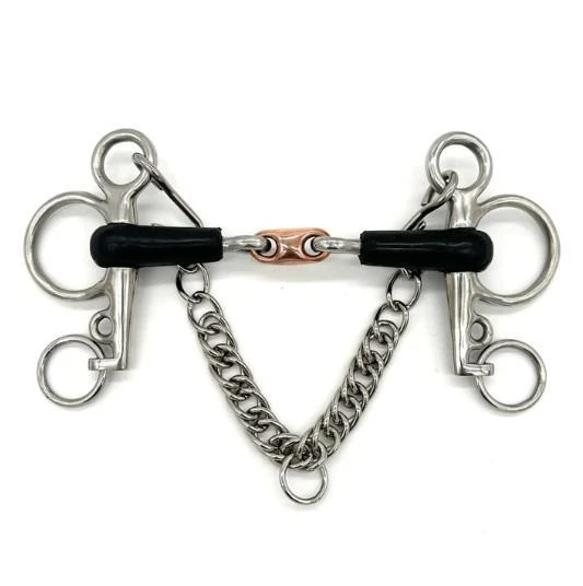 AJR Rubber Copper French Link Baby Pelham Bit 3 AJR Rubber Copper French Link Baby Pelham Bit