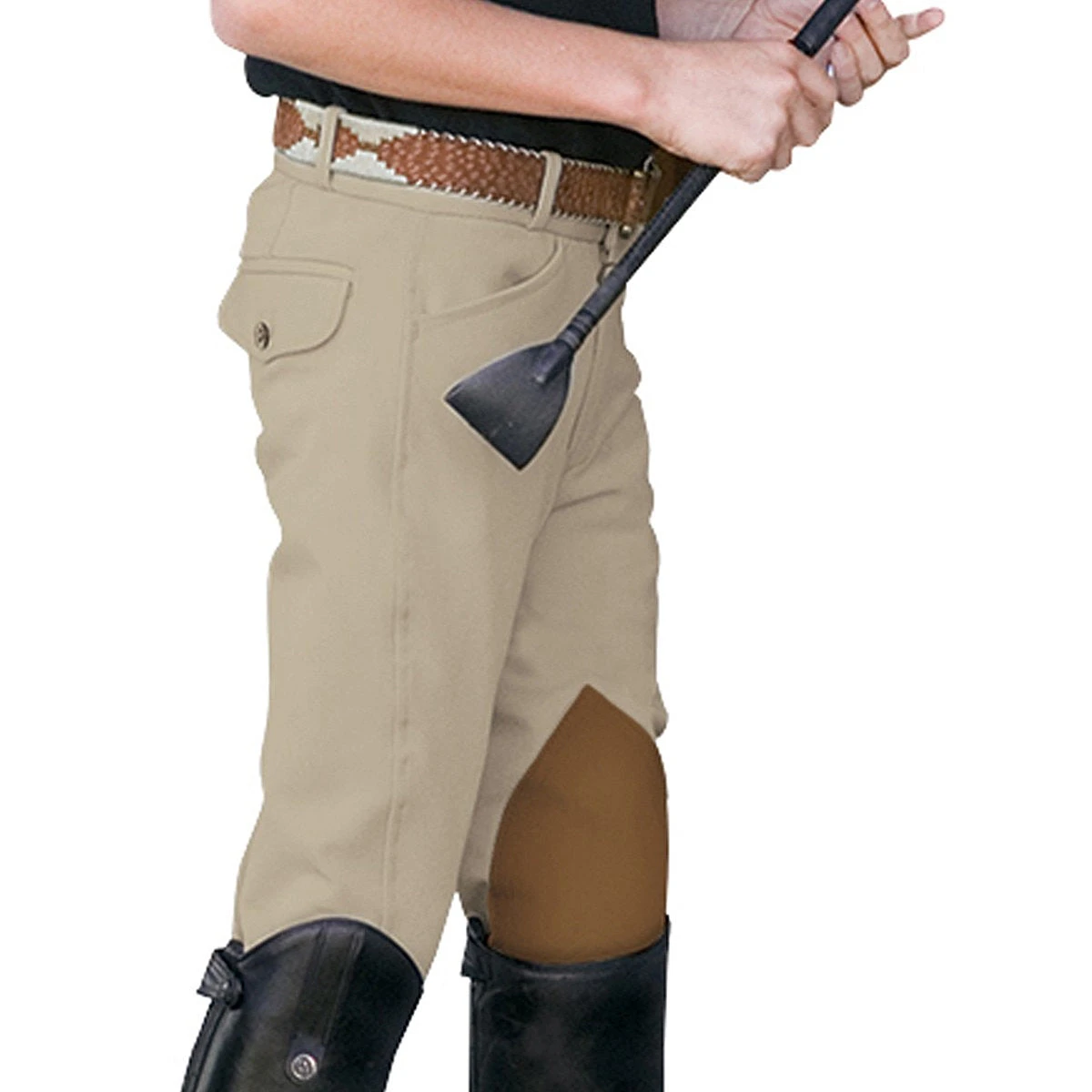 Ovation Boy's EuroWeave 4-Pocket Knee Grip Breeches 3 Ovation Boy's EuroWeave 4-Pocket Knee Grip Breeches