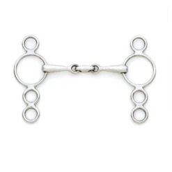 Centaur Stainless Steel Small Cheek 3-Ring Gag With Center Peanut Bit