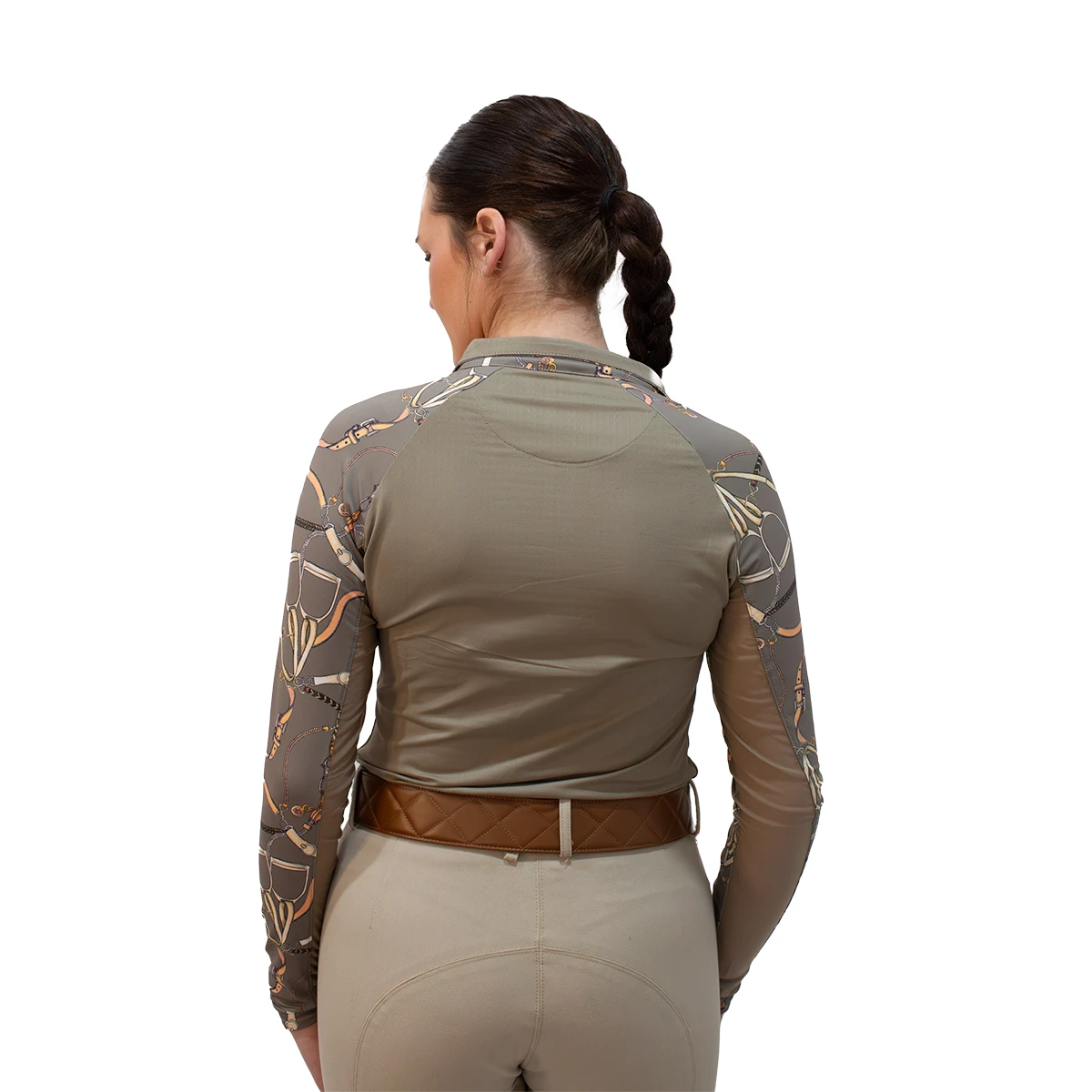 Kastel Long Sleeve Raglan Taupe Belts 1/4 Zip Shirt 4 Kastel Long Sleeve Raglan Taupe Belts 1/4 Zip Shirt - Image 2