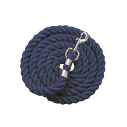 Perri's Solid Color Cotton Lead Rope -Farm House Tack Store 505 Perris Solid.Cotton.Lead .Rope Navy Front