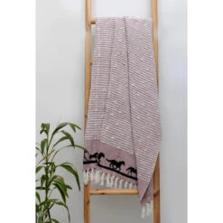 AWST Int'l Cotton Throw With Horses 7 AWST Int'l Cotton Throw With Horses -Farm House Tack Store 63VL415 JPC Horse.Throw Red