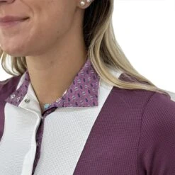 Essex Classics Ladies "Stirrups Plum " Luna Performance Short Sleeve Show Shirt 8 Essex Classics Ladies "Stirrups Plum " Luna Performance Short Sleeve Show Shirt -Farm House Tack Store 7713c5d32ae202f42dade4a64f07558d