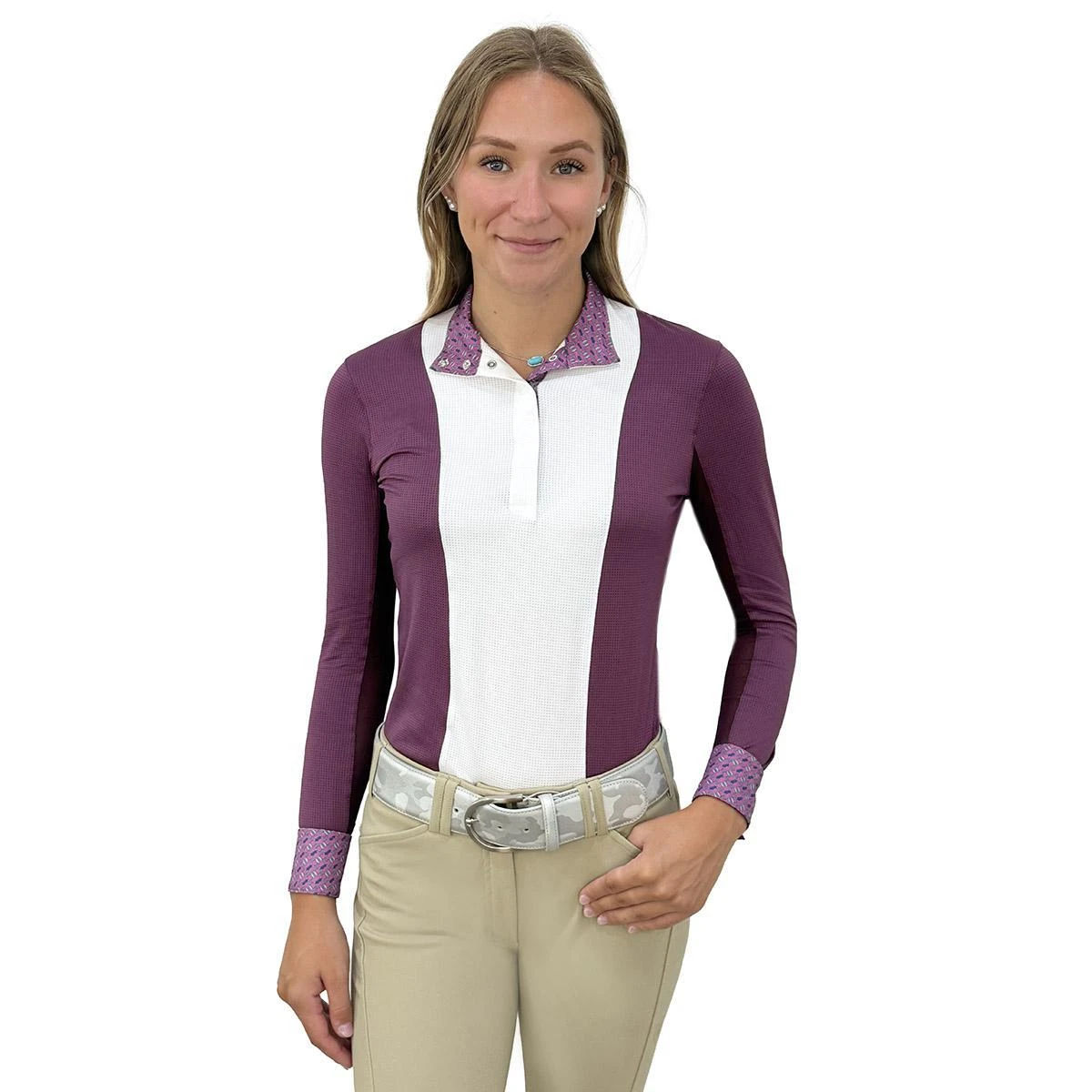 Essex Classics Ladies "Dark Plum" Luna Performance Long Sleeve Show Shirt 3 Essex Classics Ladies "Dark Plum" Luna Performance Long Sleeve Show Shirt