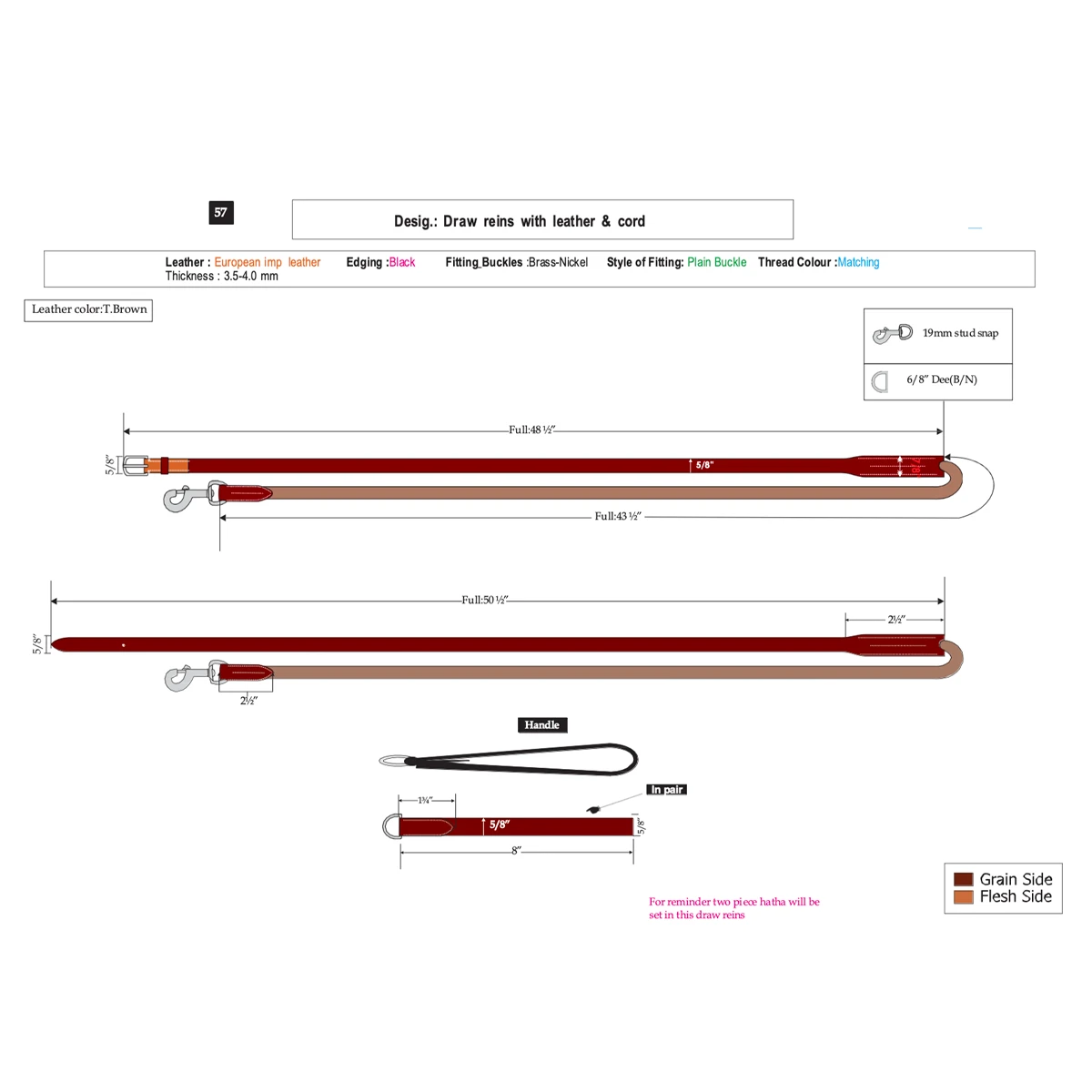 Jump'in Plain Leather Draw Reins - Week Collection 5 Jump'in Plain Leather Draw Reins - Week Collection - Image 3