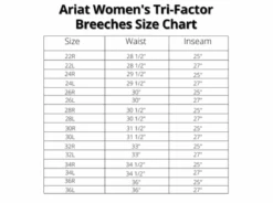 Ariat Women's Tri Factor Grip Full Seat Breeches 13 Ariat Women's Tri Factor Grip Full Seat Breeches -Farm House Tack Store Ariat Trifactor Sizechart