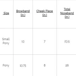 Belle And Bow Equestrian Pony Sugarbrook Bridle 7 Belle And Bow Equestrian Pony Sugarbrook Bridle -Farm House Tack Store BB Sugarbrook.Bridle Size.Chart