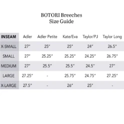 BOTORI Adler Breech - Petite -Farm House Tack Store Botori breeches guide 3