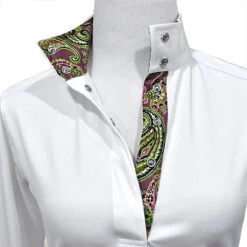 Essex Classics Ladies “Paisley” Talent Yarn Straight Collar Long Sleeve Show Shirt 8 Essex Classics Ladies “Paisley” Talent Yarn Straight Collar Long Sleeve Show Shirt -Farm House Tack Store ESL68 W4 02