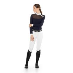 EGO 7 Women's Nina Long Sleeve Show Shirt -Farm House Tack Store Ego7 Womens.Nina .LS .Show .Shirt Navy Front