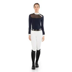 EGO 7 Women's Nina Long Sleeve Show Shirt -Farm House Tack Store Ego7 Womens.Nina .LS .Show .Shirt Navy Front2