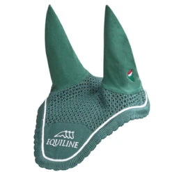 Equiline Outline Ear Bonnet With Logo -Farm House Tack Store Equiline Outline.Ear .Bonnet Bottle.Green