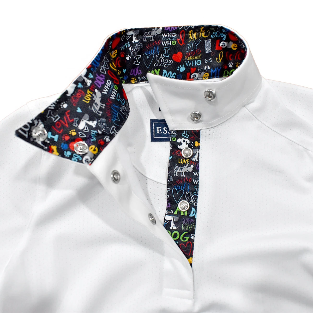 Essex Classics Girls Danny & Ron's Rescue "I Love My Dog" Talent Yarn Wrap Collar Short Sleeve Show Shirt 4 Essex Classics Girls Danny & Ron's Rescue "I Love My Dog" Talent Yarn Wrap Collar Short Sleeve Show Shirt - Image 2