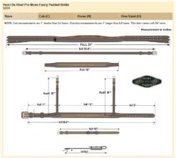 HDR Pro Mono Crown Padded Fancy Bridle -Farm House Tack Store HDR Bridle 5099 Size Chart