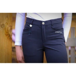 Jump'in Unisex Junior Sacha Knee Grip Breeches 15 Jump'in Unisex Junior Sacha Knee Grip Breeches -Farm House Tack Store Jump.In Unisex.Junior.Sacha .Breeches Navy Front.Logo