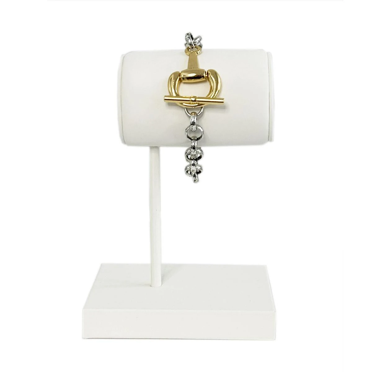 V2 Designs Silver Link Bracelet With Gold Bit Toggle Clasp 5 V2 Designs Silver Link Bracelet With Gold Bit Toggle Clasp - Image 3