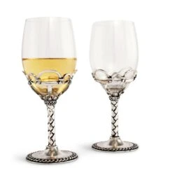 Arthur Court Equestrian Pair Of Wine Glasses