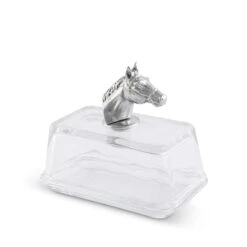 Glass Butter Dish - Horse Head -Farm House Tack Store arthur court equestrian glass butter dish horse head 441h23 32638331617395