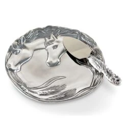 Arthur Court Horse Plate With Server -Farm House Tack Store arthur court equestrian horse plate with server 040696 31866950844531