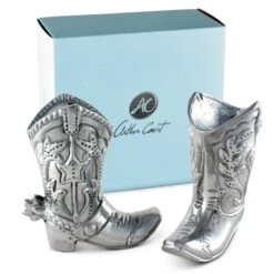 Arthur Court Cowboy Boot Salt And Pepper Set -Farm House Tack Store arthur court western frontier cowboy boot salt and pepper set 040878 31866406830195