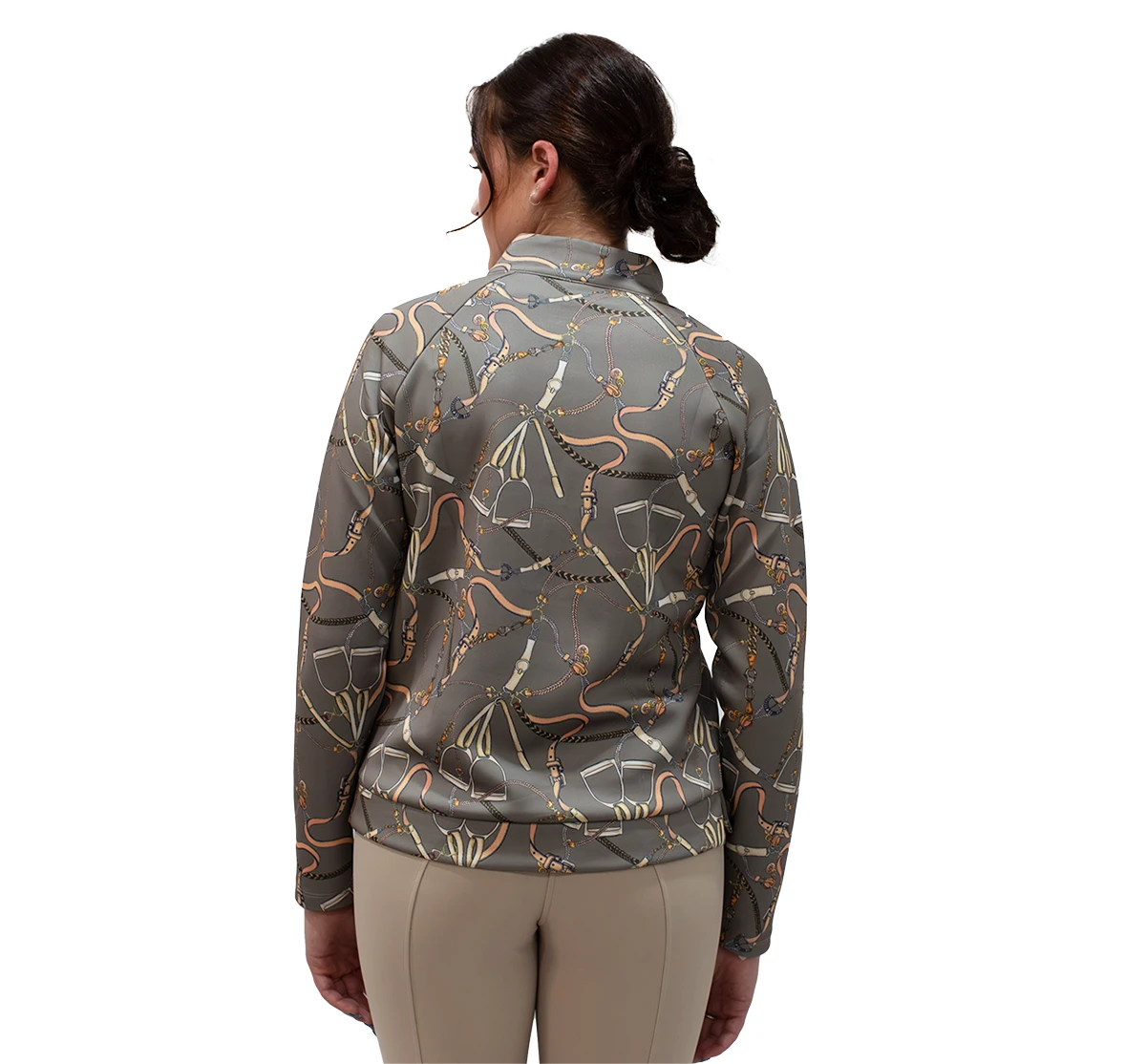 Kastel Long Sleeve 1/2 Zip Taupe Belt Scuba Pullover 4 Kastel Long Sleeve 1/2 Zip Taupe Belt Scuba Pullover - Image 2