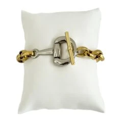 V2 Designs Gold Link Bracelet With Silver Bit -Farm House Tack Store b3dd0e55efd97955b41f27fdcefb3487