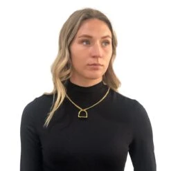 V2 Designs Gold Tone Flat Cuban Link Stirrup Necklace -Farm House Tack Store b41a1f671d690065ea05849b74ea7f6c