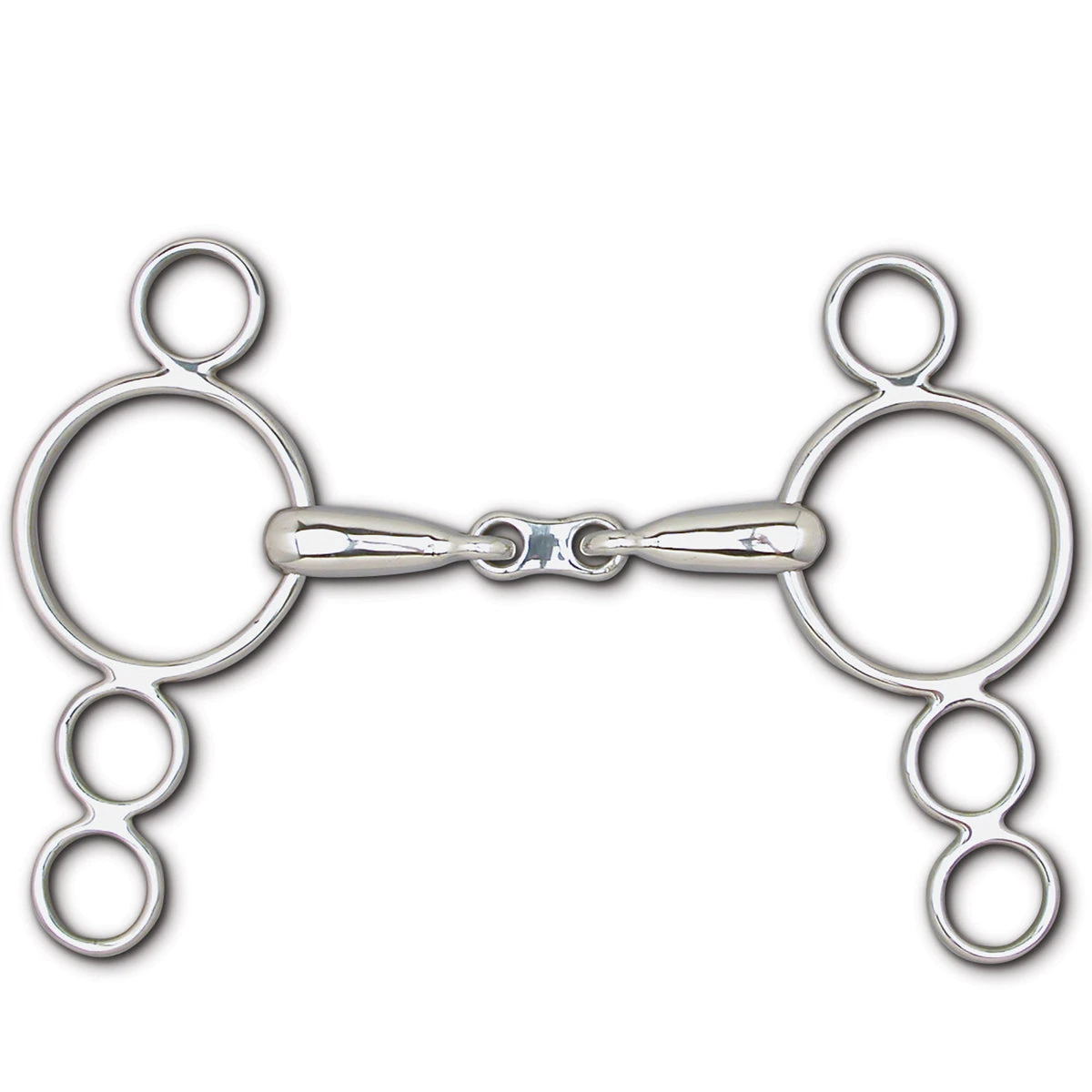 Toklat Hollow Mouth French Link 4-Ring Continental Gag Bit 3 Toklat Hollow Mouth French Link 4-Ring Continental Gag Bit