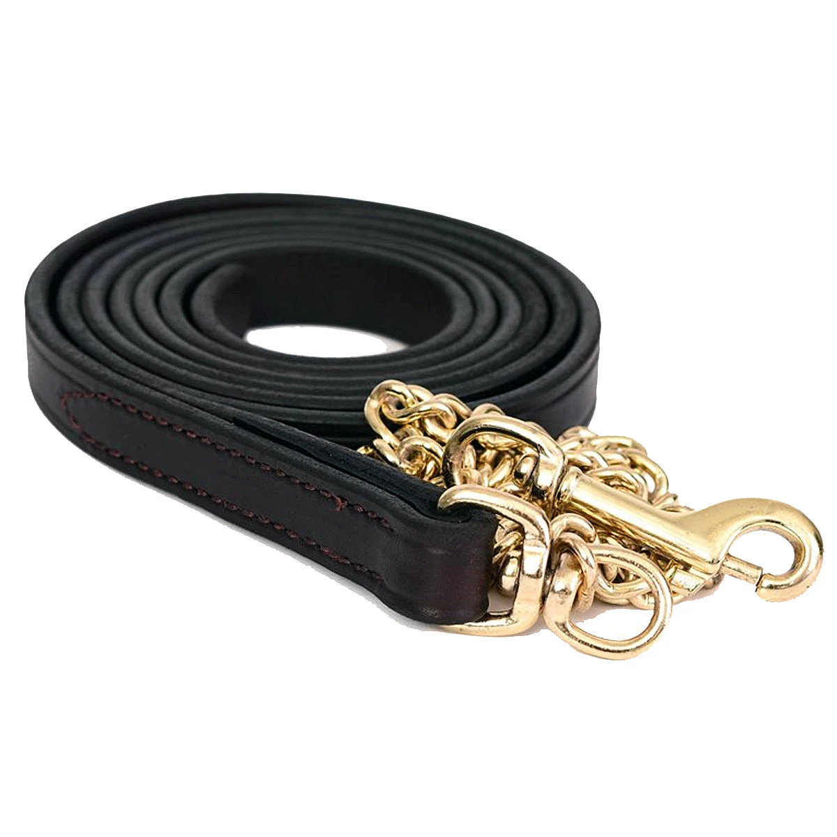 Perri's Leather Lead With Brass Plated Chain 4 Perri's Leather Lead With Brass Plated Chain - Image 2