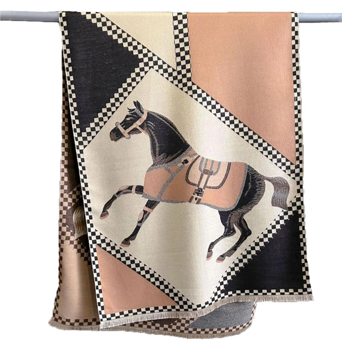 AWST Int'l Horses In Blankets Acrylic Cashmere Scarf 8 AWST Int'l Horses In Blankets Acrylic Cashmere Scarf - Image 6