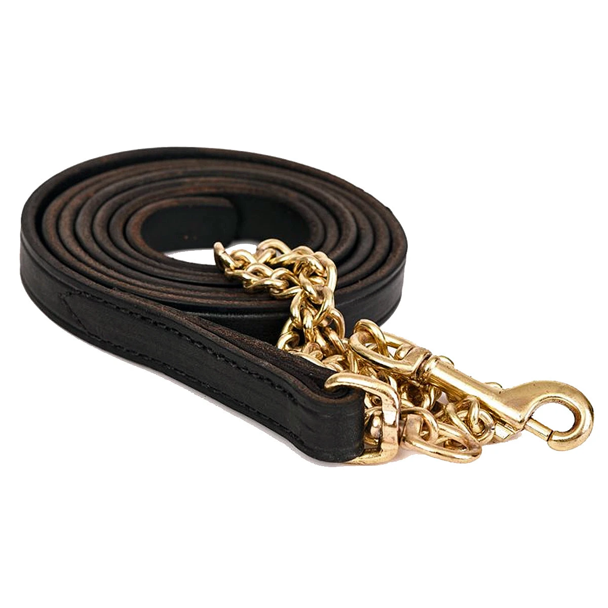 Perri's Leather Lead With Brass Plated Chain 3 Perri's Leather Lead With Brass Plated Chain