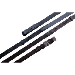 Black Oak By KL Select Pebble Grip Reins With Stops