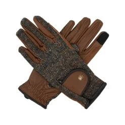 Sixteen Cypress Riding Gloves, Herringbone & Cognac