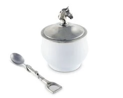 Vagabond House Equestrian Sugar Bowl And Spoon -Farm House Tack Store vagabond house equestrian equestrian sugar bowl and spoon h125eq 31279022604336