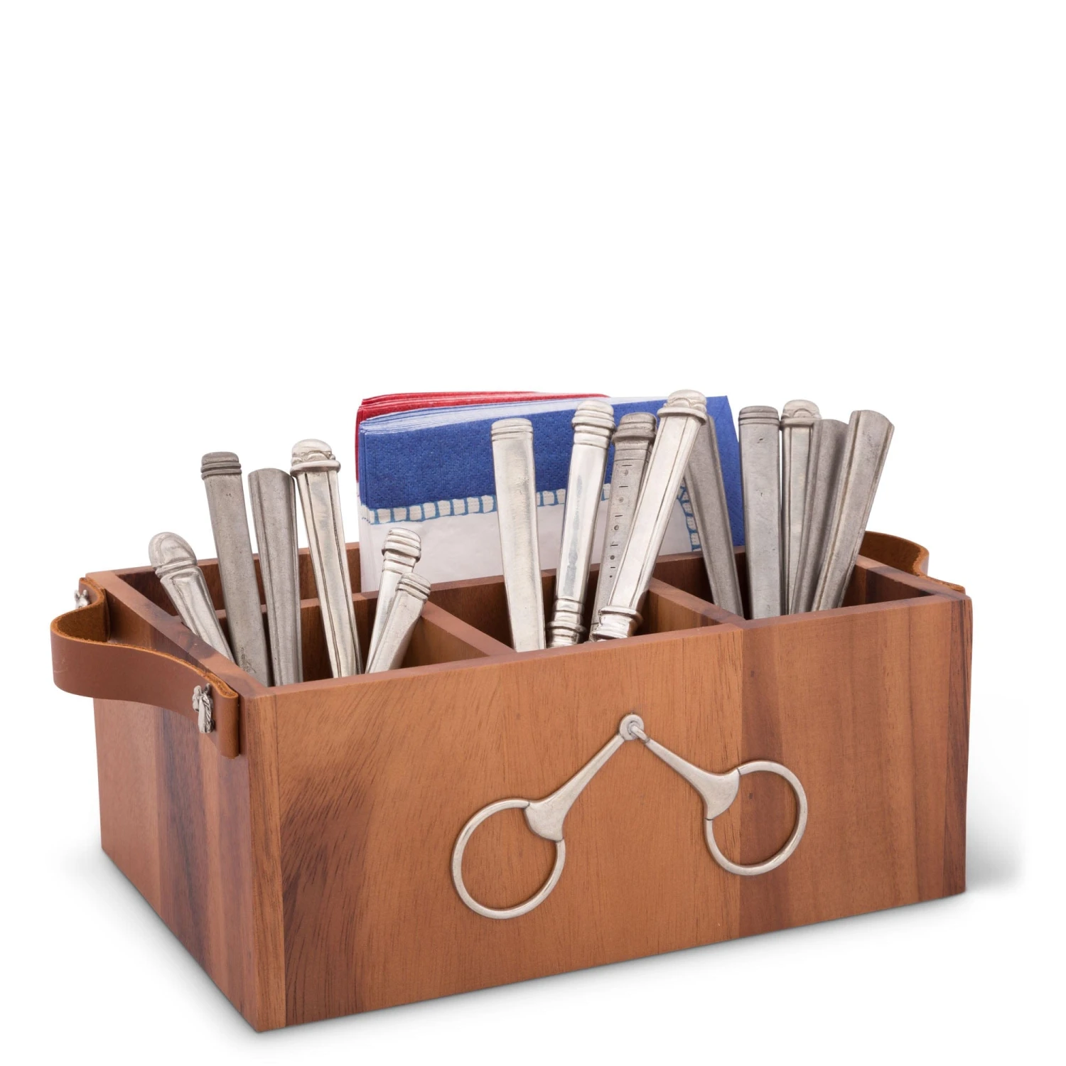 Vagabond House Flatware Caddy- Horse Bits Leather Handles 3 Vagabond House Flatware Caddy- Horse Bits Leather Handles